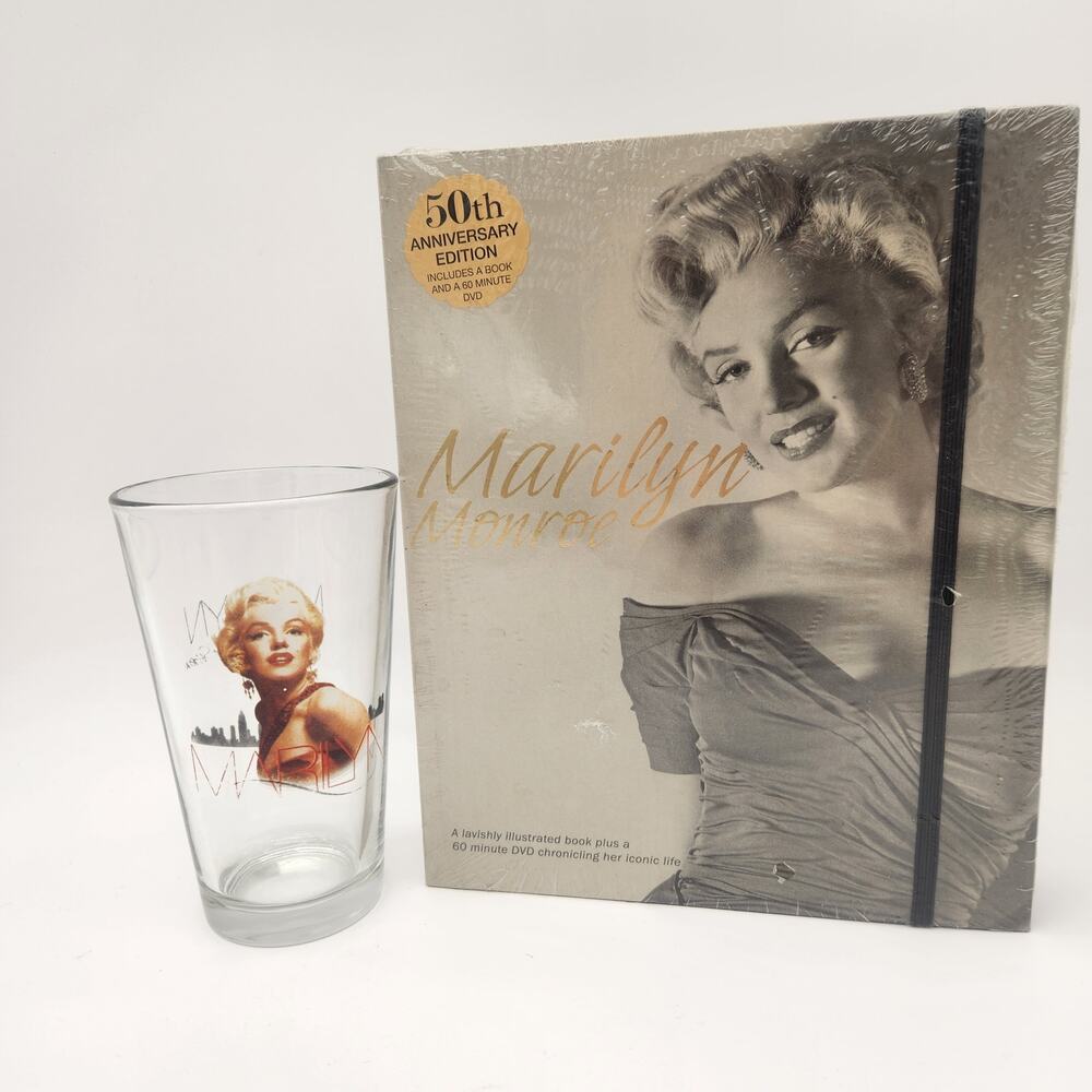 NWTMarilyn Monroe 50th Anniversary Book & DVD With‎ 16oz. Glass Signed Sam Shaw